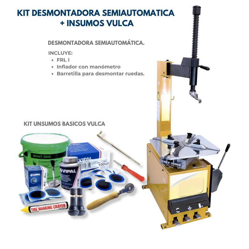 Pack Desmontadora Semiautomatica + Kit de Insumos Vulca